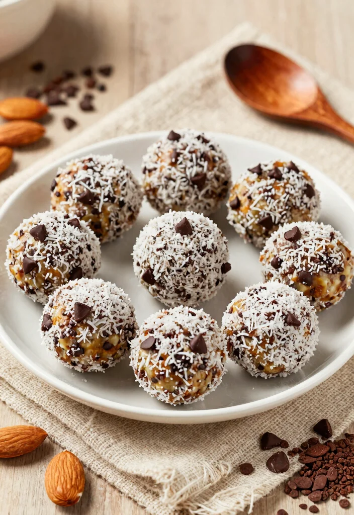 10 Dairy Free Dessert Recipes with Creamy Flavor - 3. Almond Joy Energy Balls