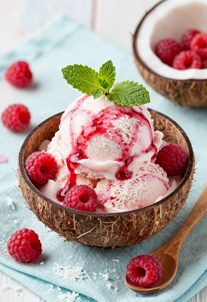 10 Dairy Free Dessert Recipes with Creamy Flavor - 5. Raspberry Coconut Ice Cream