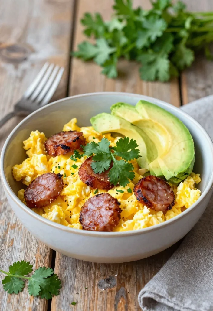 10 Keto Sausage Recipes for Quick Savory Meals - 1. Keto Breakfast Sausage & Egg Bowl
