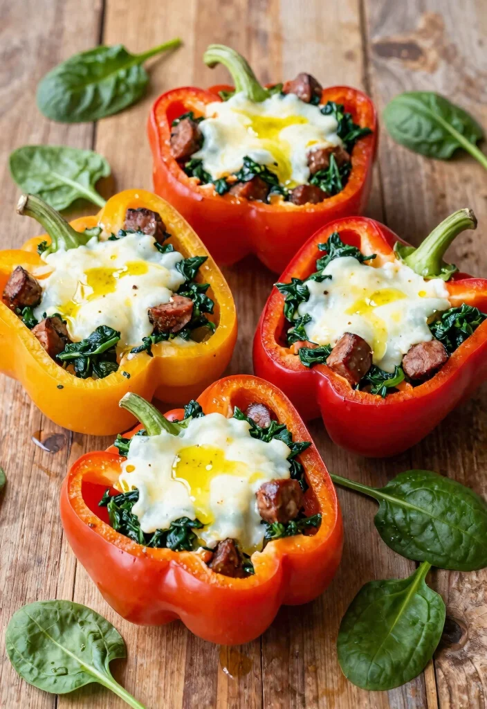 10 Keto Sausage Recipes for Quick Savory Meals - 4. Keto Sausage & Spinach Stuffed Peppers