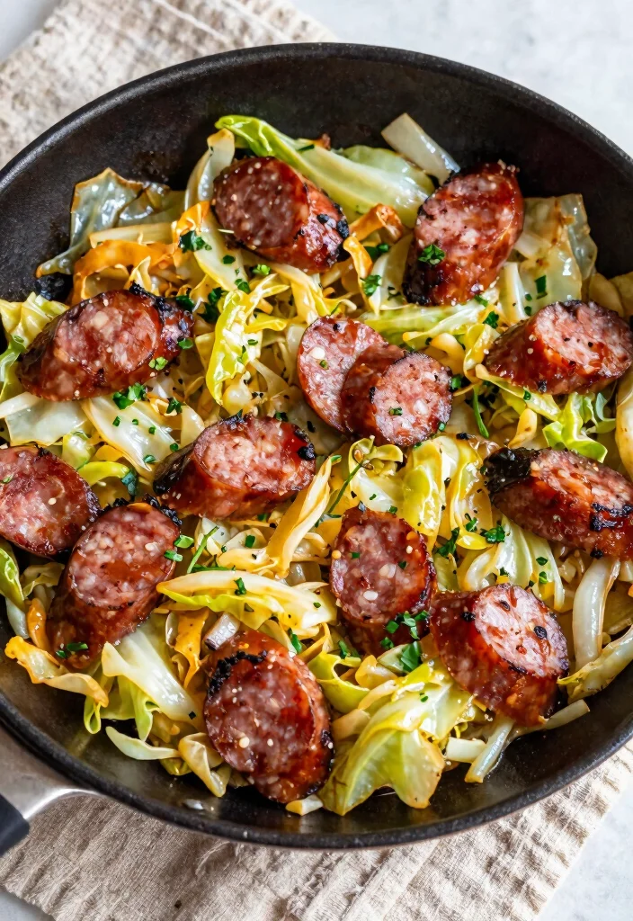 10 Keto Sausage Recipes for Quick Savory Meals - 7. One-Pan Keto Sausage & Cabbage
