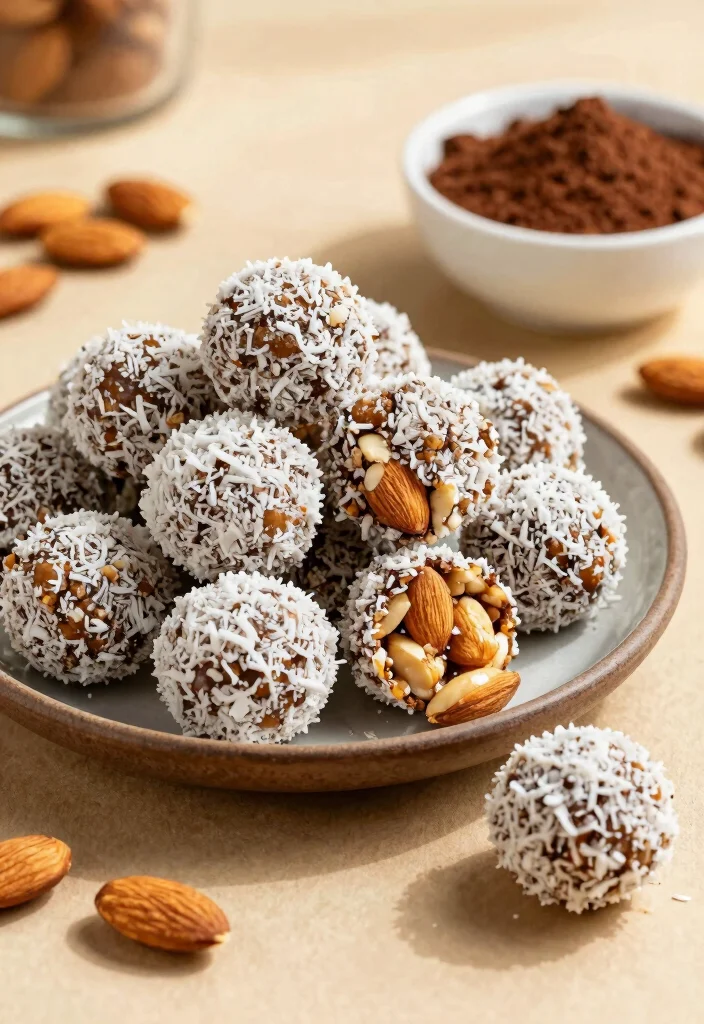 10 Vegetarian Dessert Recipes Simple and Satisfying - 6. Almond Joy Energy Bites