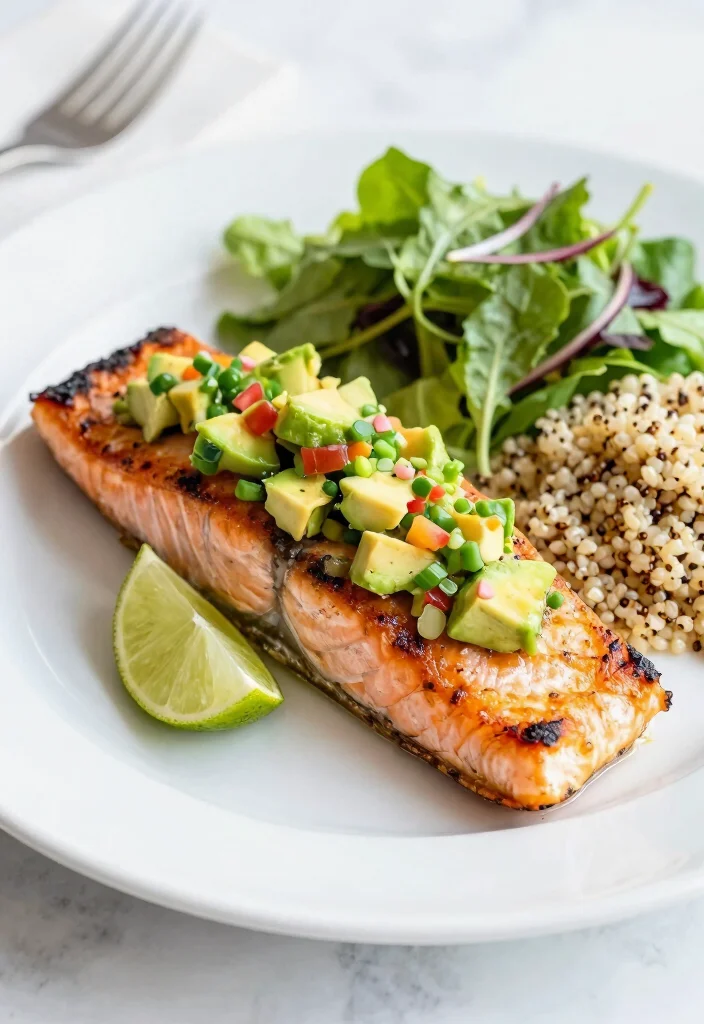 12 Clean Dinner Recipes for Fresh Everyday Eating - 5. Grilled Salmon with Avocado Salsa