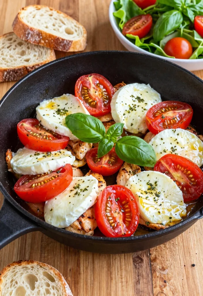 12 Easy Dinner Food Recipes for Quick Weeknight Meals - 11. Simple Caprese Chicken Skillet