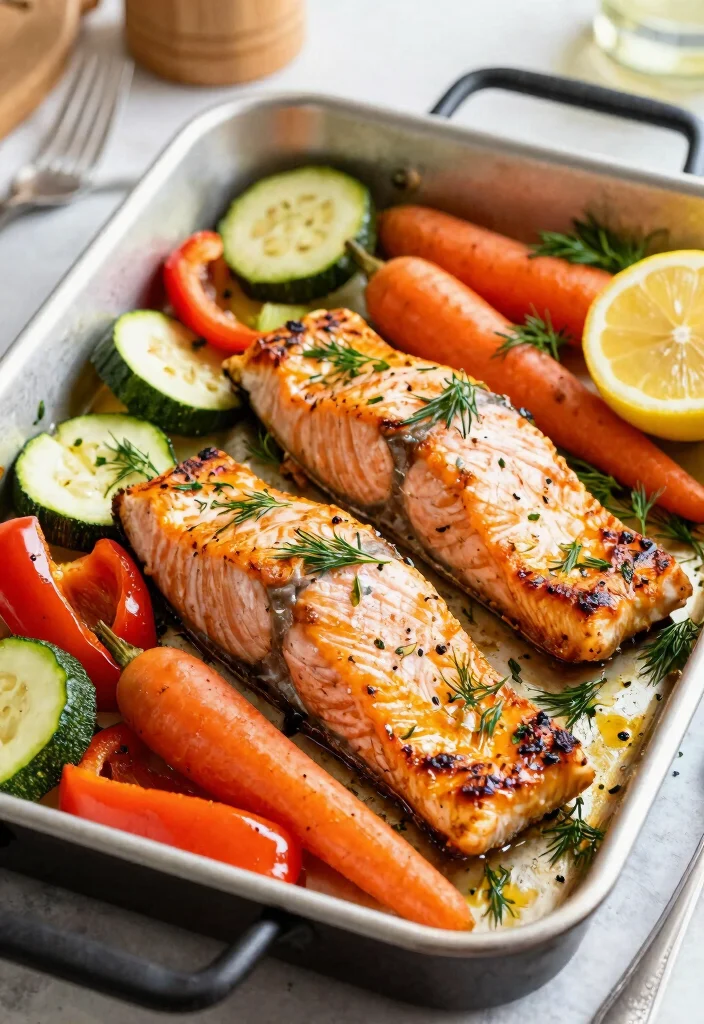 12 Easy Dinner Food Recipes for Quick Weeknight Meals - 6. Healthy Sheet Pan Salmon and Vegetables
