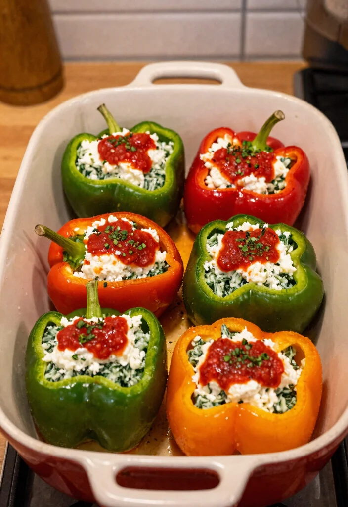 12 Healthy Crock Pot Recipes for Effortless Meals - 8. Spinach and Ricotta Stuffed Peppers
