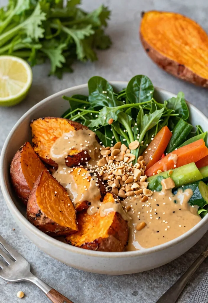 12 Healthy Dinner Ideas for Simple Weeknight Meals - 10. Thai Peanut Sweet Potato Buddha Bowl