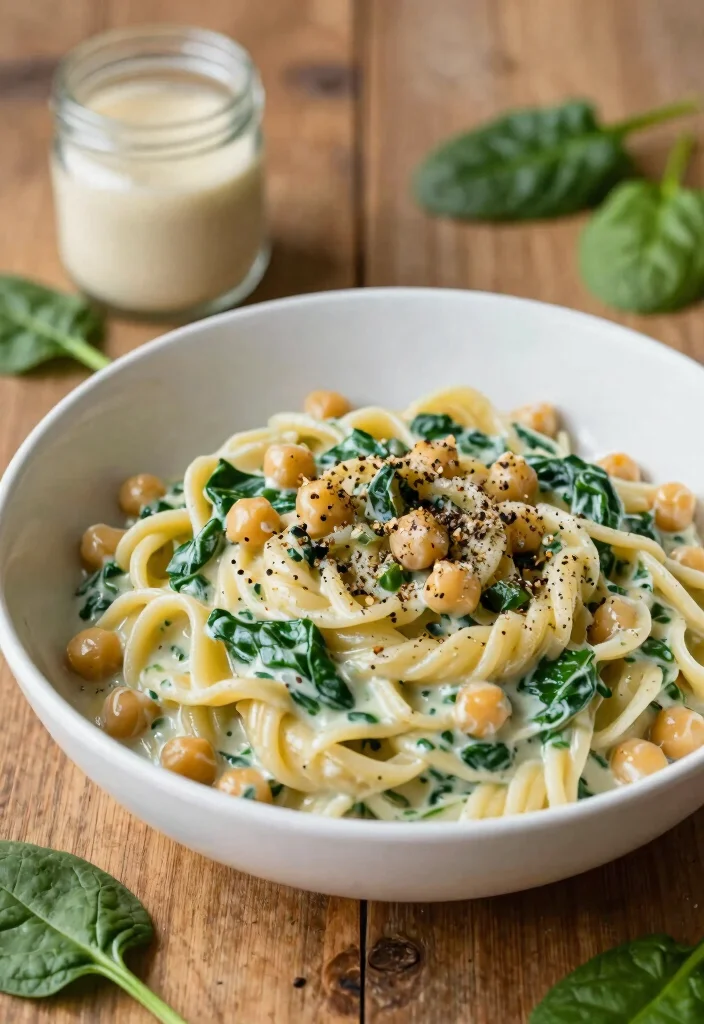 12 Healthy Dinner Ideas for Simple Weeknight Meals - 2. Creamy Spinach and Chickpea Pasta