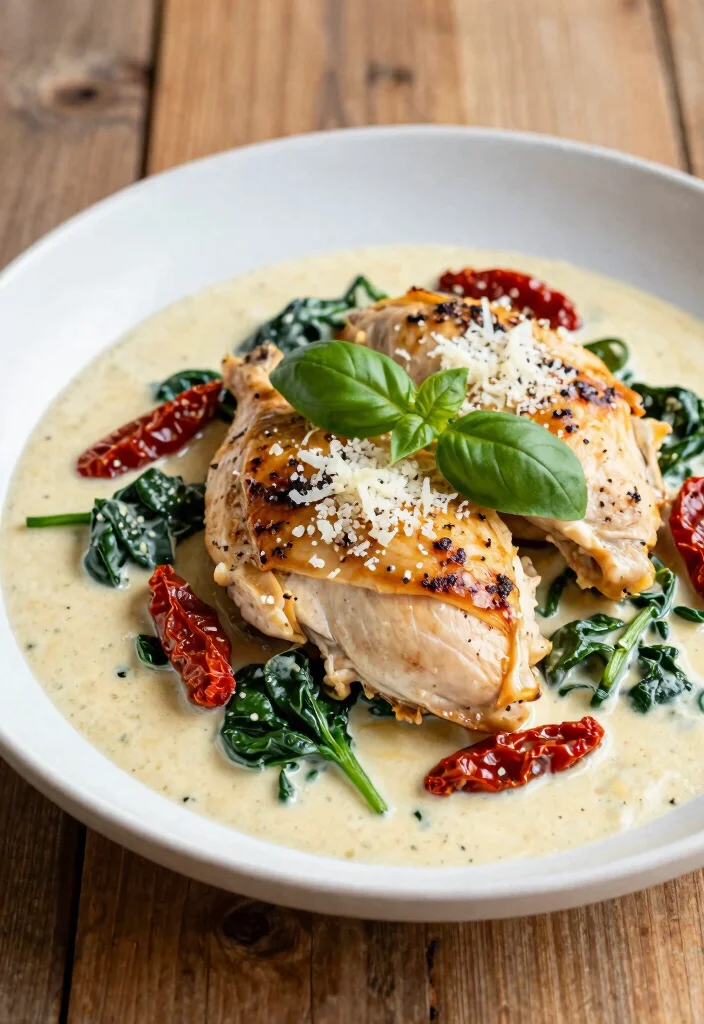 12 Keto Crockpot Recipes for Hands Off Low Carb Dinners - 8. Creamy Tuscan Garlic Chicken