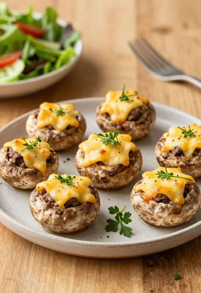 12 Keto Ground Beef Recipes for Quick Filling Meals - 10. Beef and Cheese Stuffed Mushrooms