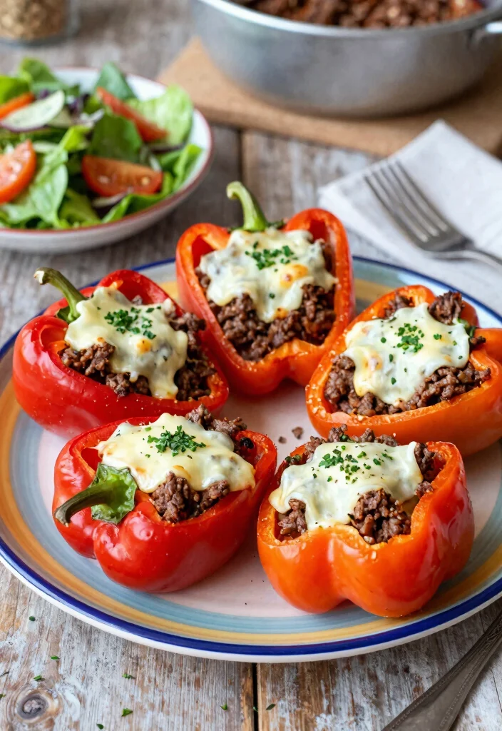 12 Keto Ground Beef Recipes for Quick Filling Meals - 8. Ground Beef Stuffed Bell Peppers