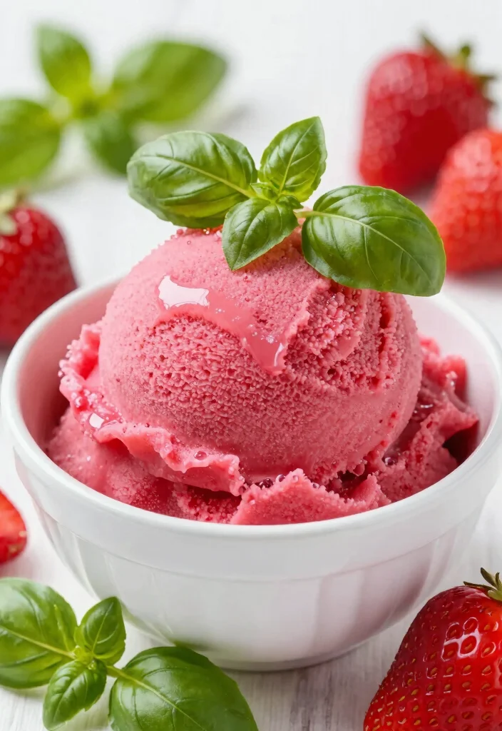 12 Strawberry Dessert Recipes with Fresh Bright Flavor - 10. Strawberry Basil Sorbet