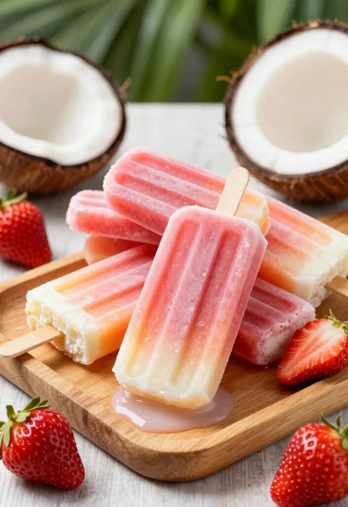 12 Strawberry Dessert Recipes with Fresh Bright Flavor - 5. Strawberry Coconut Popsicles