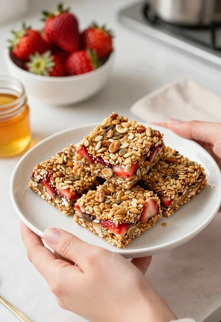 12 Strawberry Dessert Recipes with Fresh Bright Flavor - 7. Strawberry Granola Bars