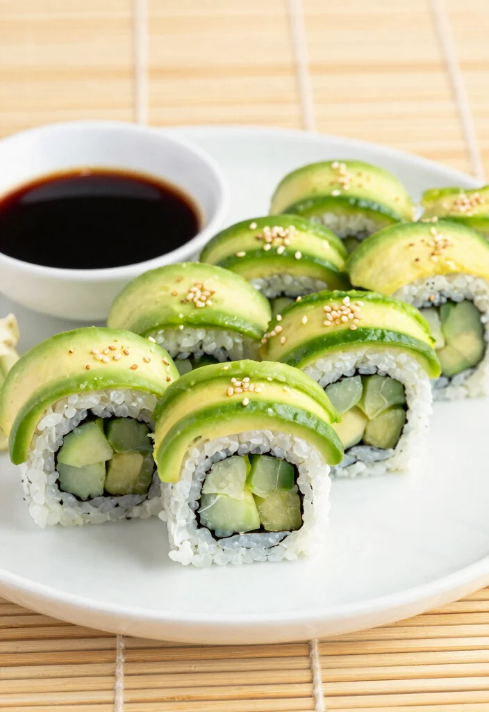 12 Vegetarian Keto Recipes for Low Carb Balance - 7. Cucumber Avocado Sushi Rolls