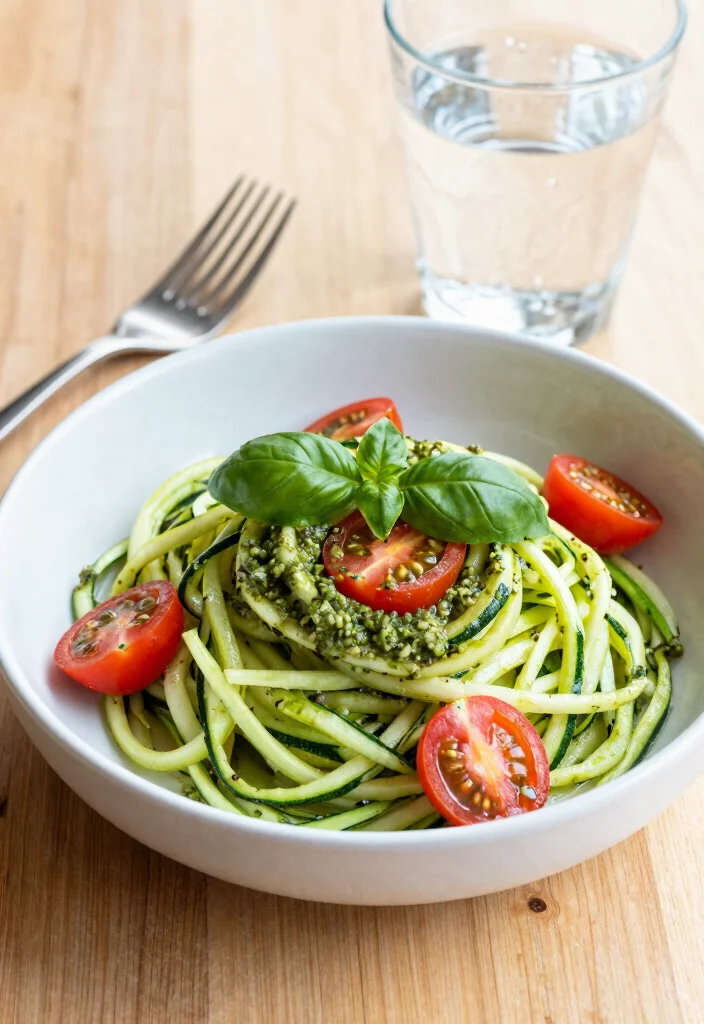 14 Best Dinner Recipes for Easy Weeknight Success - 9. Zucchini Noodles with Pesto and Cherry Tomatoes