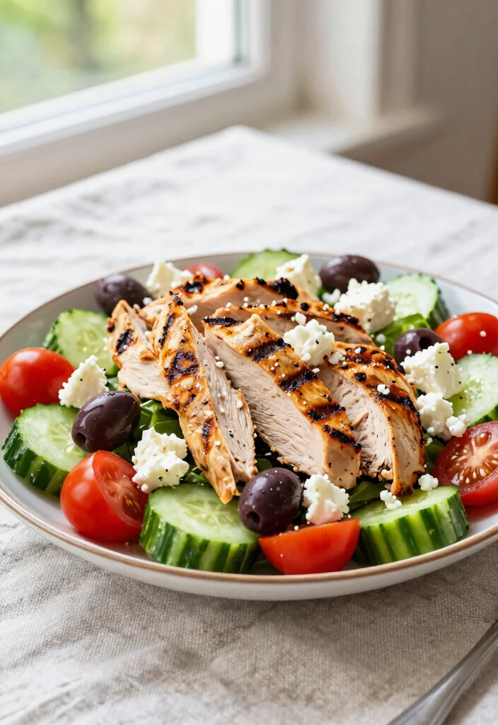 14 Budget Friendly Dinner Recipes That Still Taste Great - 14. Greek Salad with Grilled Chicken