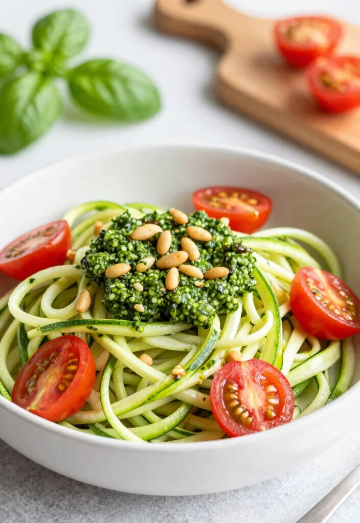 14 Healthy Dishes Recipes Full of Flavor and Balance - 8. Zucchini Noodles with Pesto