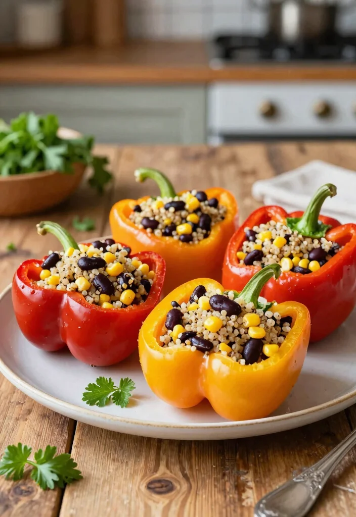 14 Healthy Dishes Recipes Full of Flavor and Balance - 9. Vegan Stuffed Peppers