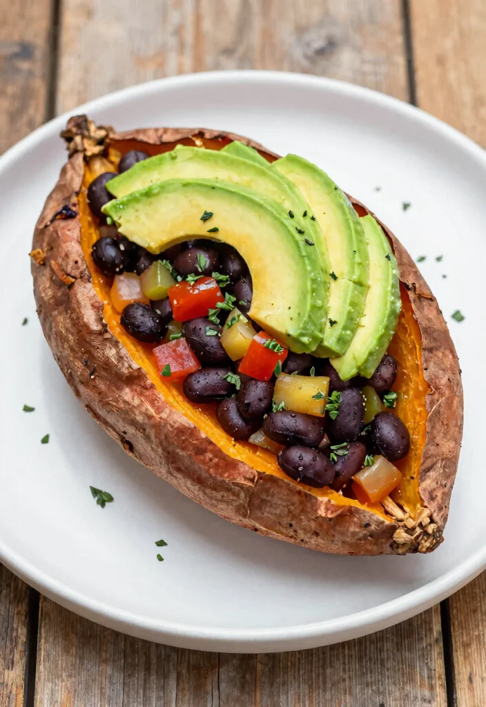 14 Low Calorie Dinner Recipes for Light Satisfying Meals - 8. Baked Sweet Potato with Black Bean Salsa