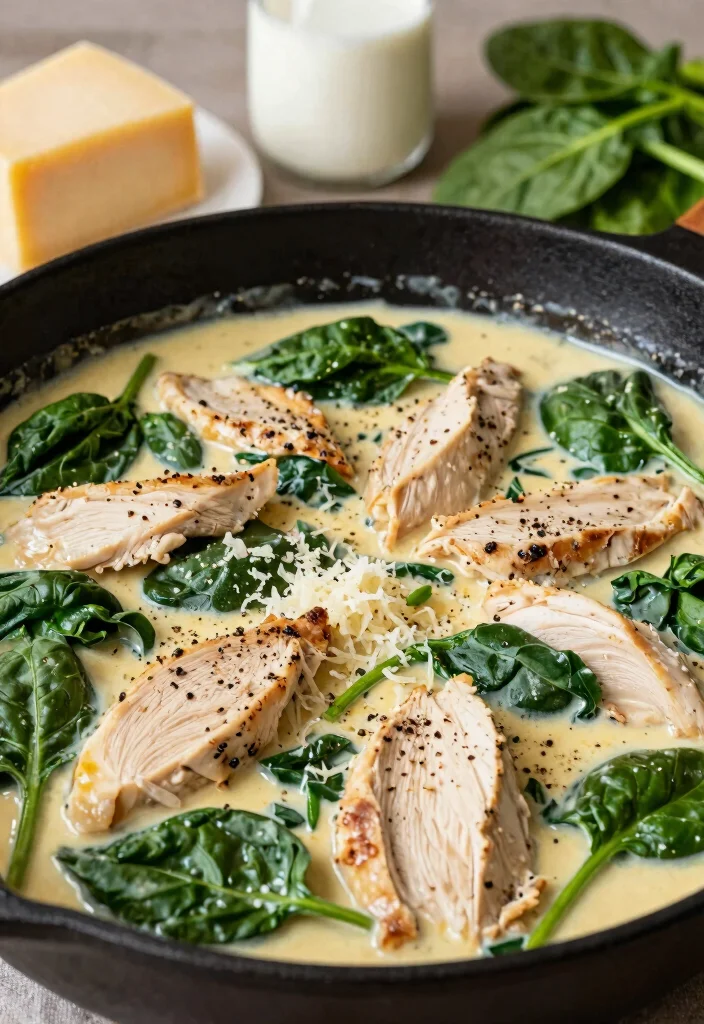 10 Easy Chicken Keto Recipes for Busy Nights 2. Creamy Spinach and Chicken Skillet 0