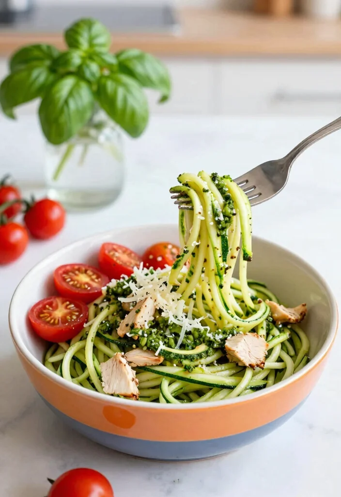 10 Easy Low Carb Keto Dinner Recipes for Weeknights 12 10 Easy Low Carb Keto Dinner Recipes for Weeknights 2. Zucchini Noodles with Pesto Chicken 0