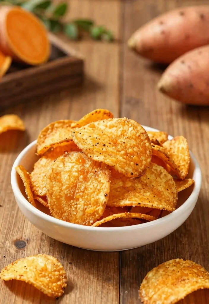 10 Vegetarian Snack Recipes for Quick Bites 9. Sweet Potato Chips 0