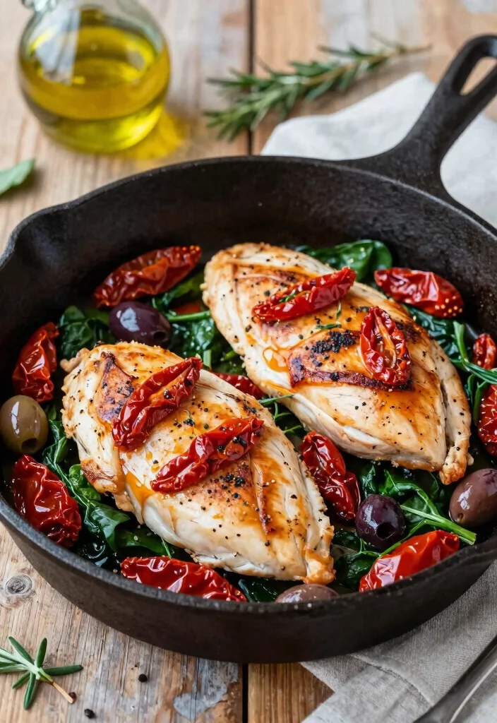 12 Easy Healthy Chicken Recipes for Weeknights 34 12 Easy Healthy Chicken Recipes for Weeknights 4. Mediterranean Chicken Skillet 0