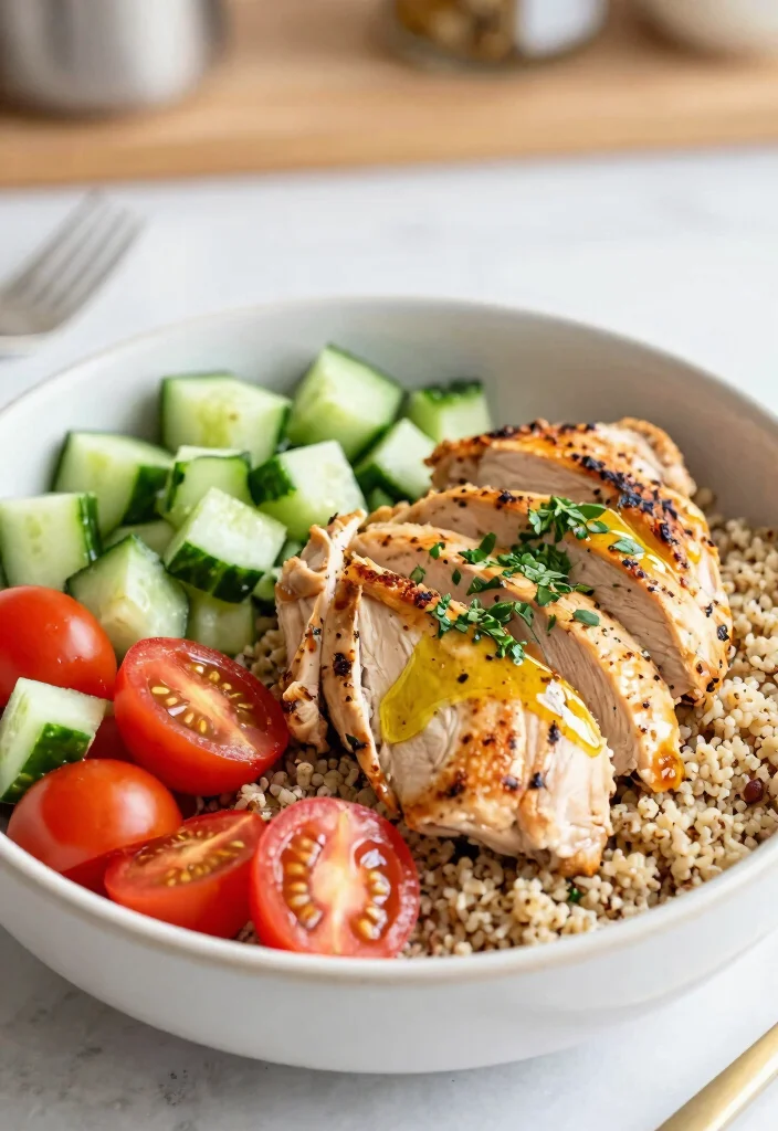 12 Easy Healthy Chicken Recipes for Weeknights 36 12 Easy Healthy Chicken Recipes for Weeknights 6. Chicken and Quinoa Bowl 0