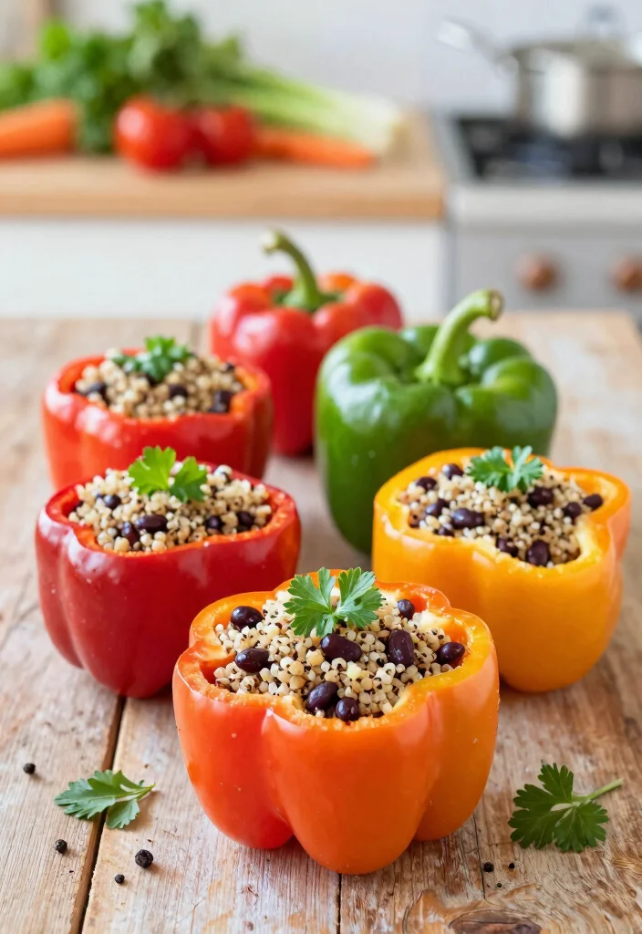 12 Easy Healthy Dinner Recipes for Weeknights 12 12 Easy Healthy Dinner Recipes for Weeknights 2. Quinoa and Black Bean Stuffed Peppers 0