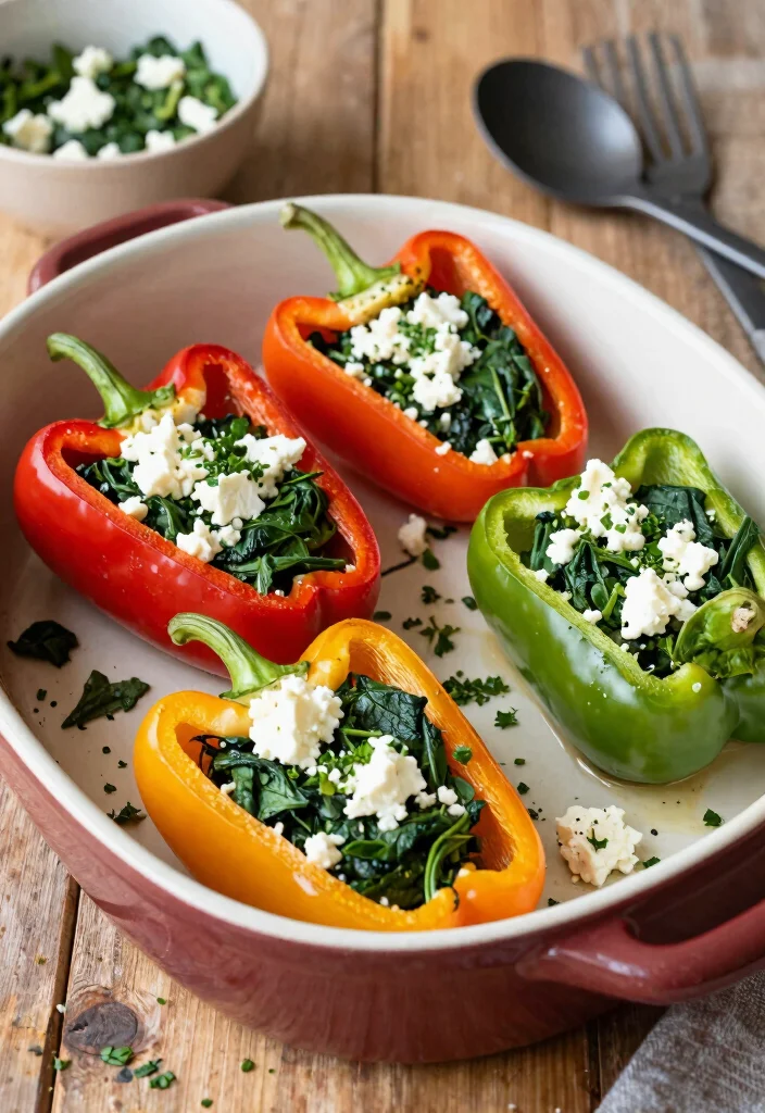 12 Easy Vegetarian Dinner Recipes for Busy Days 24 12 Easy Vegetarian Dinner Recipes for Busy Days 4. Spinach and Feta Stuffed Peppers 0