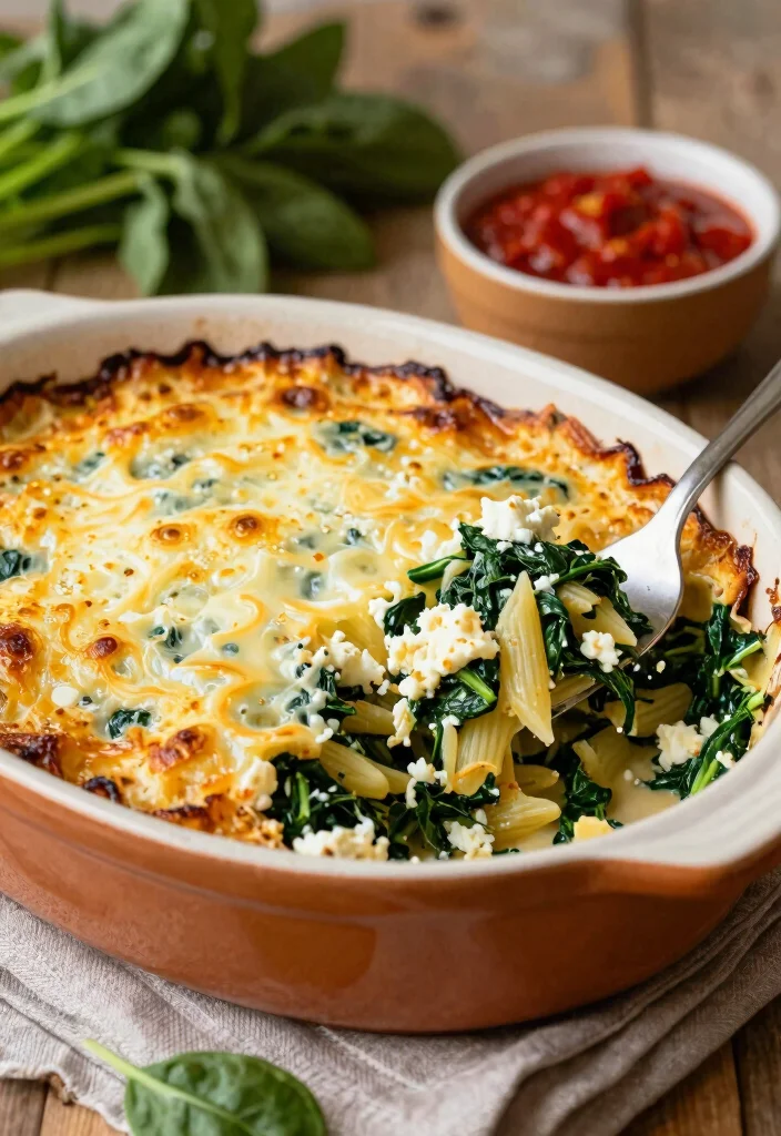 12 Easy Vegetarian Pasta Recipes for Weeknights 10. Spinach and Feta Pasta Bake 0
