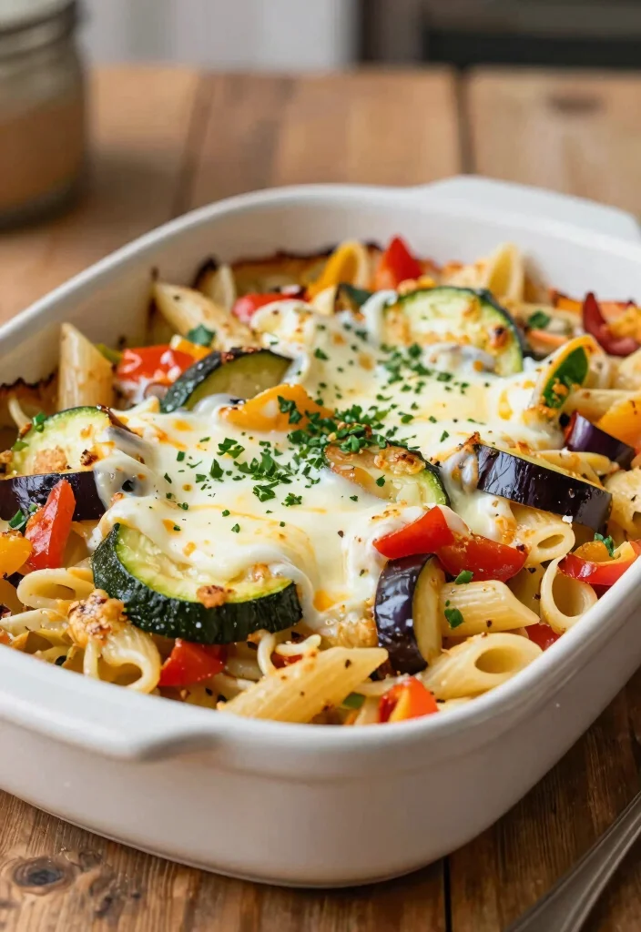 12 Easy Vegetarian Pasta Recipes for Weeknights 12. Baked Ratatouille Pasta 0