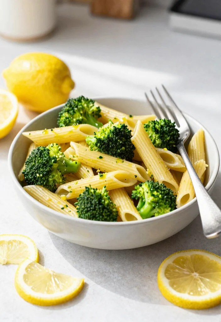 12 Easy Vegetarian Pasta Recipes for Weeknights 2. Garlic Lemon Penne with Broccoli 0