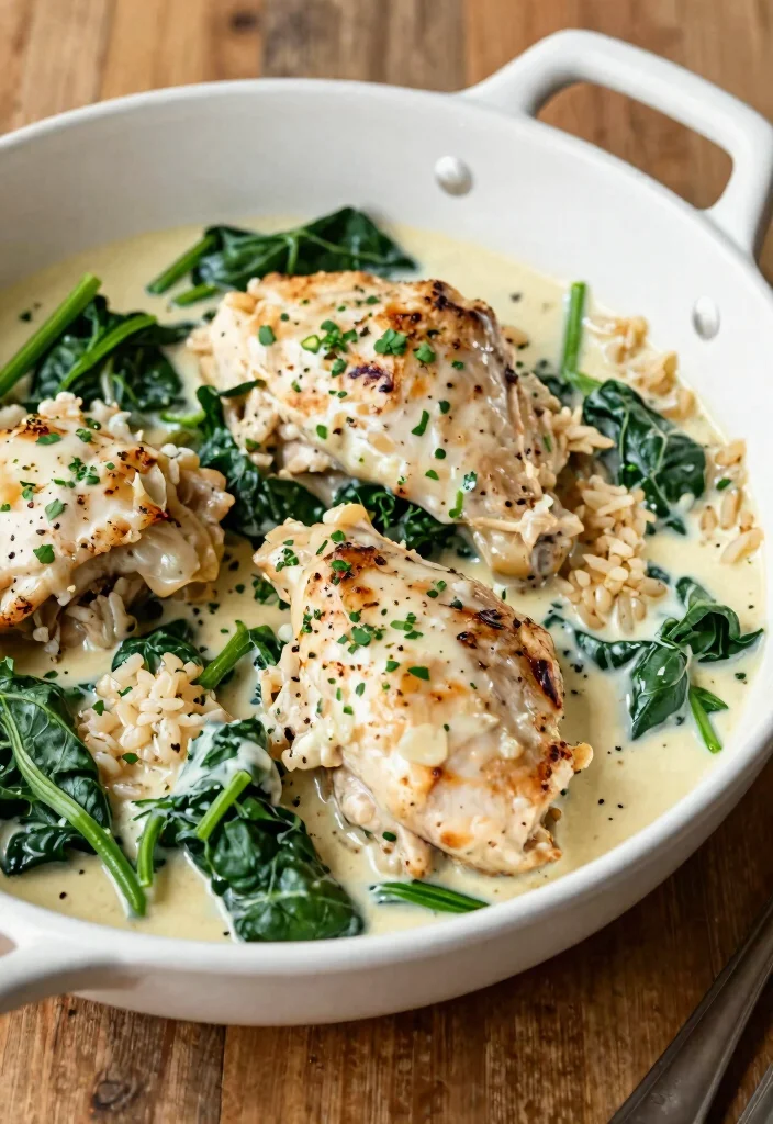 12 Healthy Chicken Dinner Recipes for Families 2 12 Healthy Chicken Dinner Recipes for Families 2. One Pan Creamy Garlic Chicken and Spinach 0