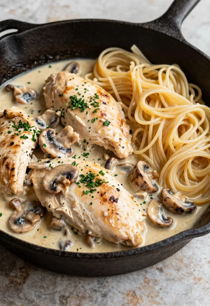 12 Healthy Chicken Dinner Recipes for Families 49 12 Healthy Chicken Dinner Recipes for Families 9. Creamy Mushroom Chicken Skillet 0 1