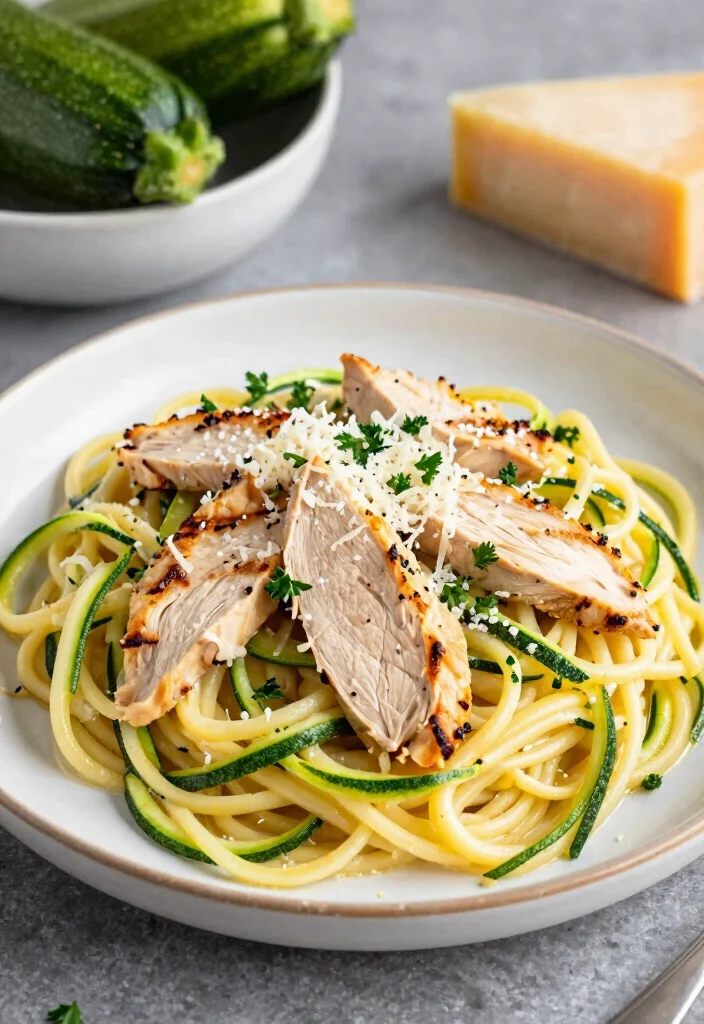 12 Healthy Chicken Pasta Recipes for Comfort 5. Chicken Alfredo with Zucchini Noodles 0