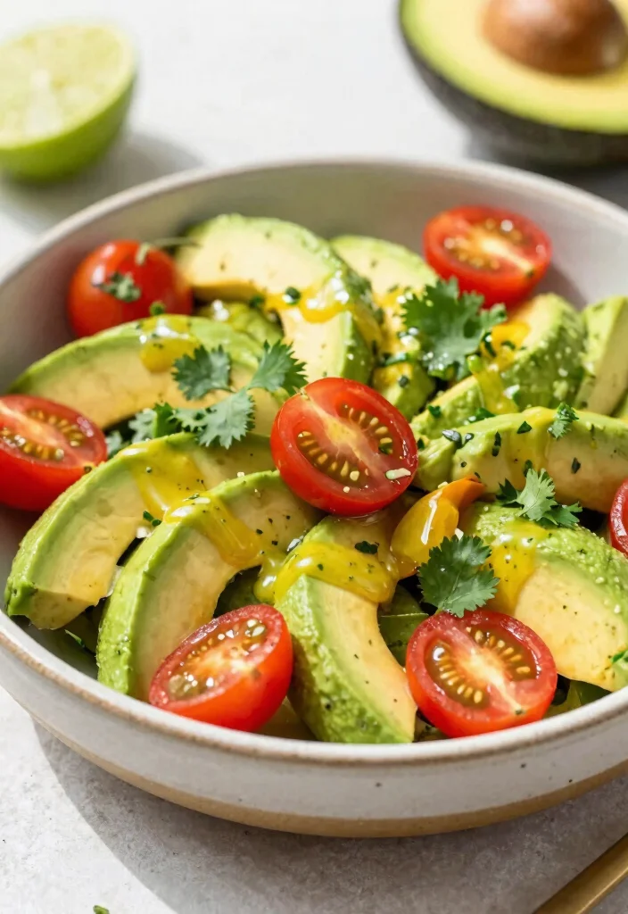 12 Healthy Mexican Recipes with Lighter Flavor 9. Avocado and Tomato Salad with Lime Dressing 0