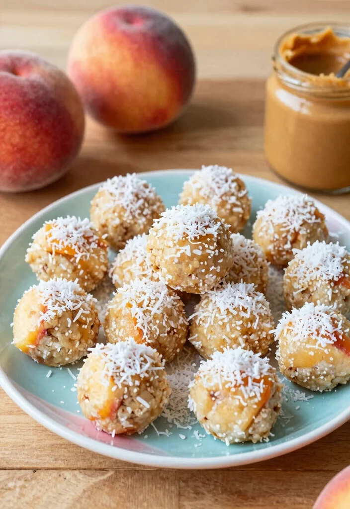 12 Healthy Peach Recipes for Light Seasonal Eating 61 12 Healthy Peach Recipes for Light Seasonal Eating 11. Peach Coconut Energy Bites 0