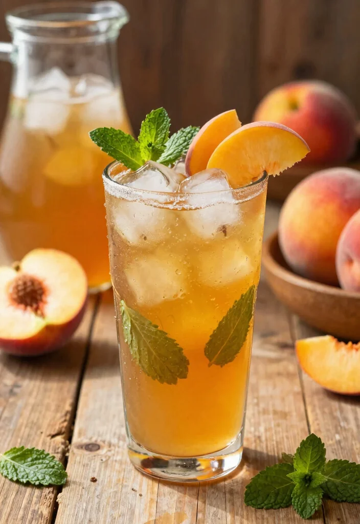 12 Healthy Peach Recipes for Light Seasonal Eating 48 12 Healthy Peach Recipes for Light Seasonal Eating 8. Peach Infused Iced Tea 0