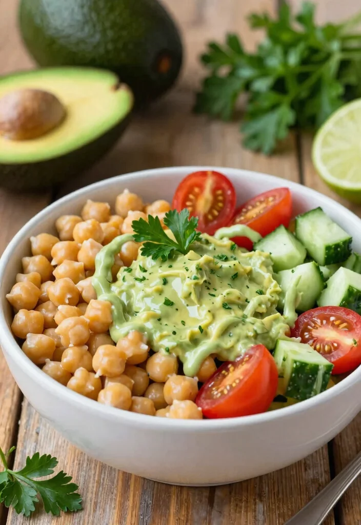 12 Healthy Protein Recipes for Strong Meals 2. Chickpea Salad with Avocado Dressing 0