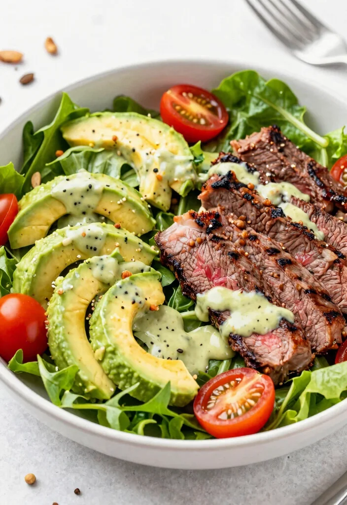 12 Healthy Steak Dinner Recipes for Clean Meals 4. Spicy Steak Salad with Avocado Dressing 0