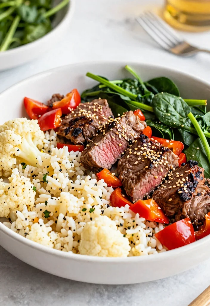 12 Healthy Steak Recipes for Lean Protein Meals 12. Steak and Cauliflower Rice Bowl 0 1