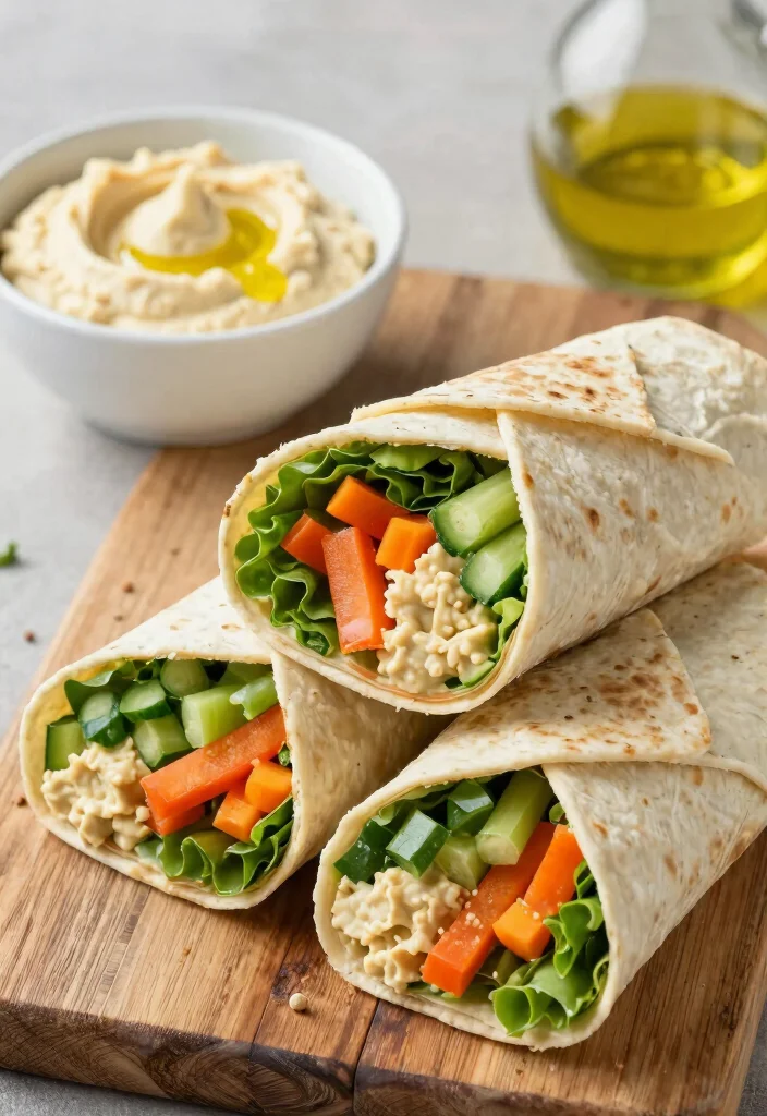 12 Healthy Vegetarian Dinner Recipes for Clean Eating 12. Vegetable and Hummus Wraps 0