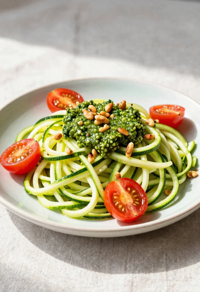 12 Healthy Vegetarian Dinner Recipes for Clean Eating 3. Zucchini Noodles with Pesto 0