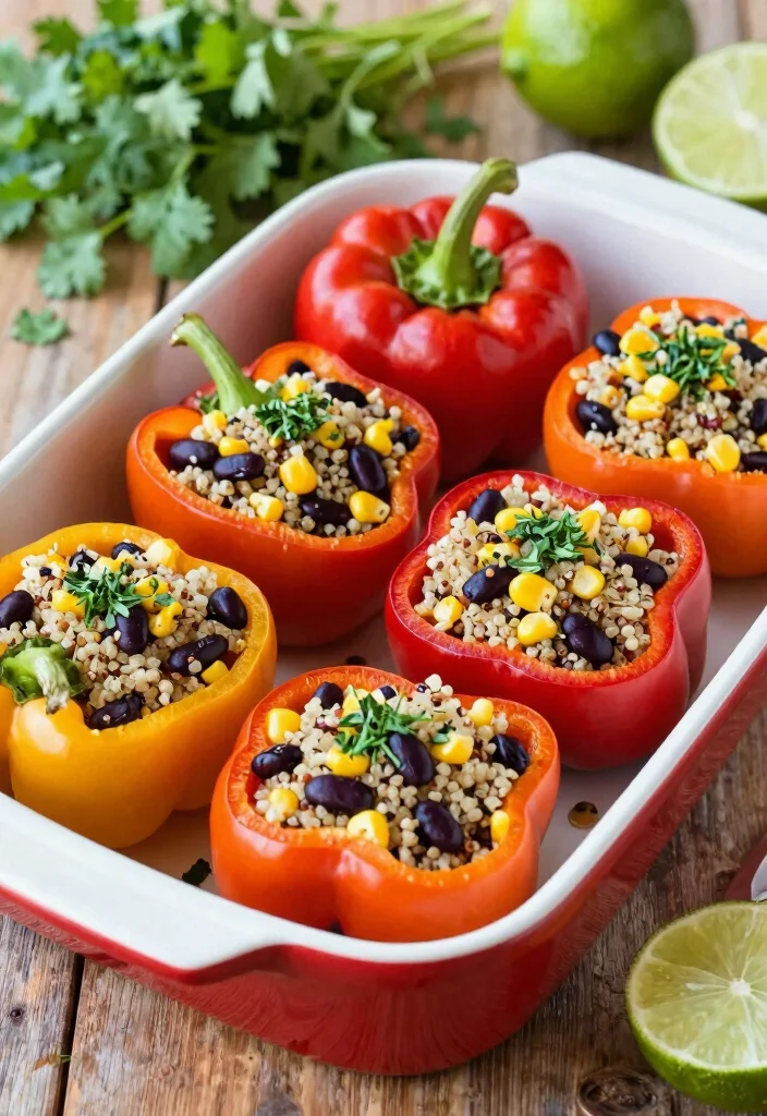 12 Healthy Vegetarian Dinner Recipes for Clean Eating 6. Stuffed Bell Peppers 0