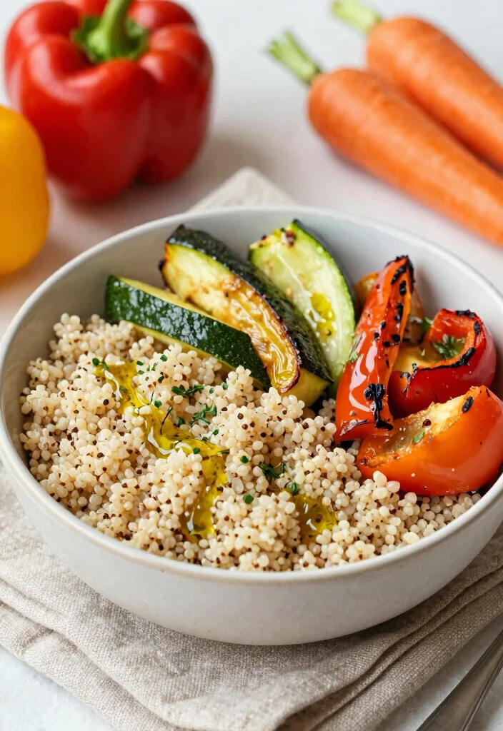 12 Healthy Vegetarian Recipes for Balanced Eating 49 12 Healthy Vegetarian Recipes for Balanced Eating 9. Roasted Vegetable Quinoa Bowl 0