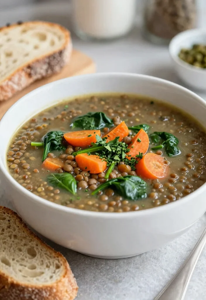 12 Healthy Vegetarian Recipes for Balanced Living 15 12 Healthy Vegetarian Recipes for Balanced Living 5. Lentil Soup with Spinach 0