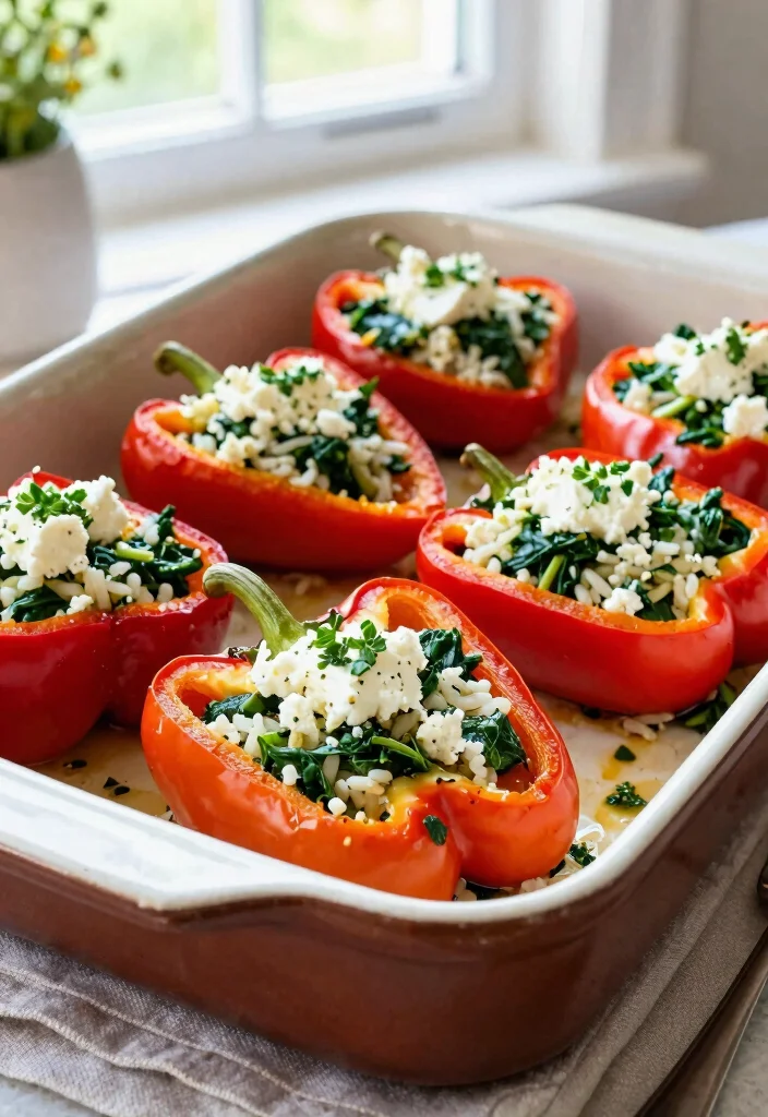 12 Healthy Vegetarian Recipes for Balanced Living 27 12 Healthy Vegetarian Recipes for Balanced Living 7. Spinach Feta Stuffed Peppers 0
