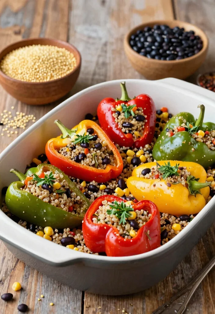12 High Protein Vegan Recipes for Filling Plant Based Meals 1. Quinoa and Black Bean Stuffed Peppers 0